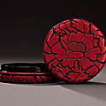 A small carved cinnabar lacquer circular box and cover, ming dynasty, 15th century
