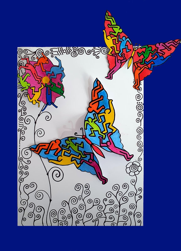 428-Fleurs Printemps-Papillon Keith Haring (35c)