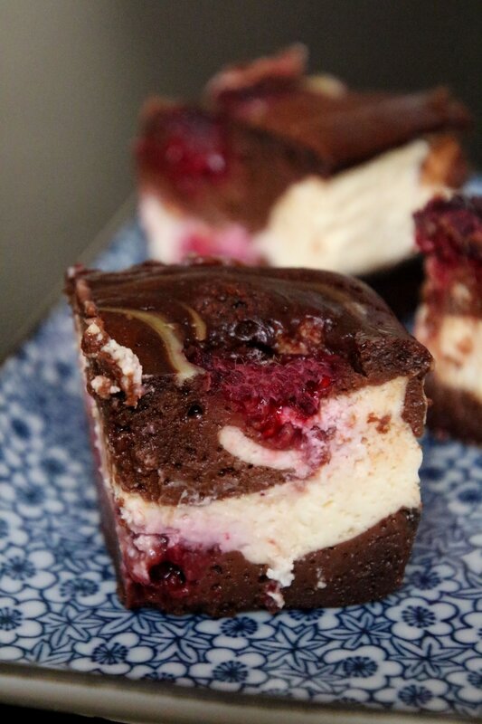Brownie cheesecake aux framboises 01