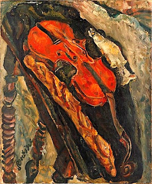 'Still_Life_with_Violin,_Bread,_and_Fish'_by_Chaïm_Soutine,_c
