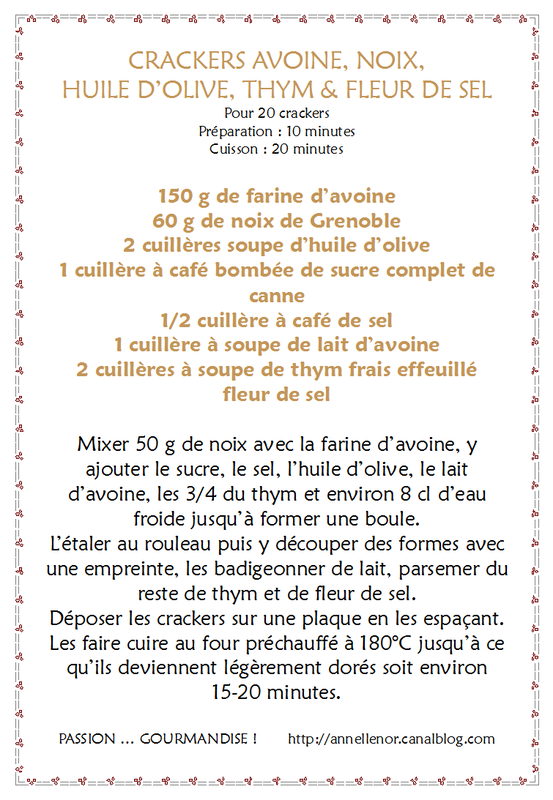 Crackers avoine, noix, huile d'olive, thym & fleur de sel_fiche