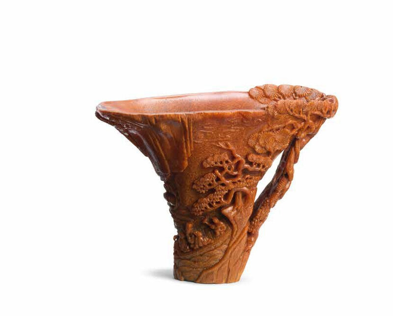 An exceptionally rare rhinoceros horn 'Ode to the Red Cliffs' libation cup, Zhuang Houzhi seal mark, 17th century