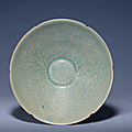 A korean moulded celadon deep bowl, korea, koryo dynasty, 12th century