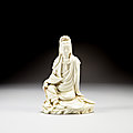 A blanc de chine seated guanyin, 17th century