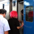 Pink hair girl, Kochi eki, JR 2000
