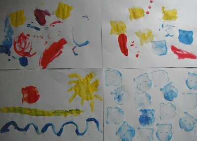 4 pots de Peinture Enfant pour peindre avec doigts, tampons, éponges