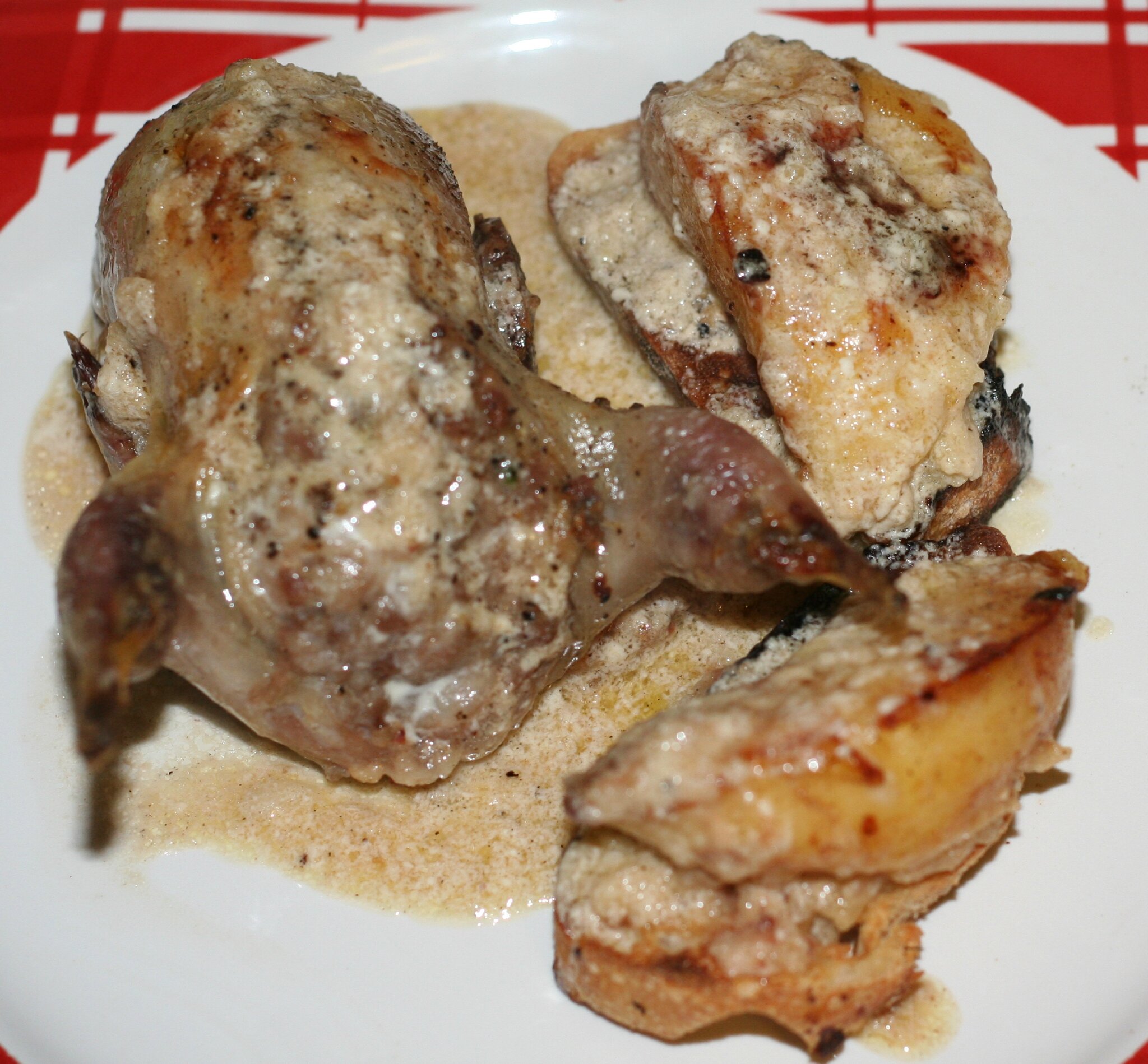 Cailles farcies à la normande amafacon