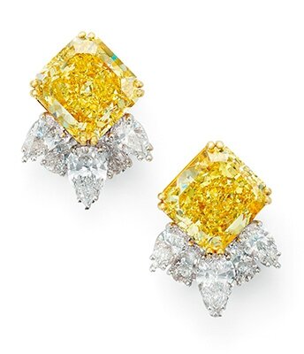 A pair of coloured #diamond and diamond ear clips, by #Molina