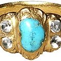 Ring, italy?, 16th-early 17th century, gold, turquoise and rock crystals. 