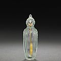 An aquamarine glass snuff bottle. probably imperial, attributed to the palace workshops, beijing, 1750-1800