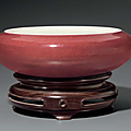 A copper-red-glazed, brush washer, china, qing dynasty, 18th-19th century