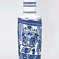 A large blue and white rouleau vase, kangxi period (1662-1722)