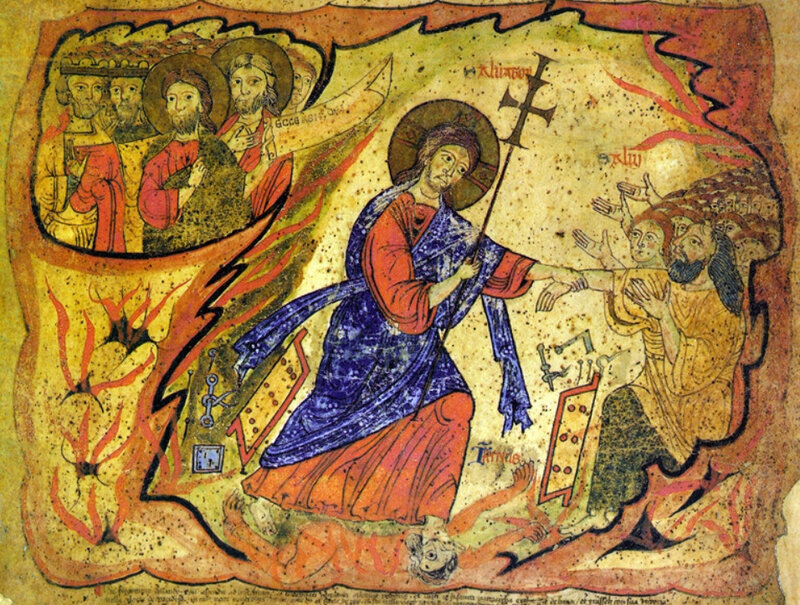 Descente du Christ aux limbes, Rouleau de l’Exultet Barberini, Monte-Cassino, vers 1087