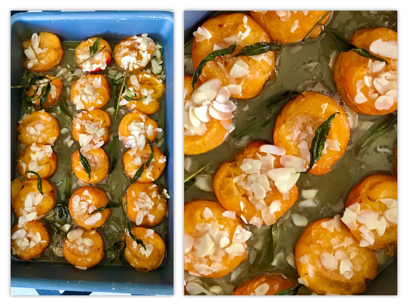 abricots rôtis aux amandes et à la verveine