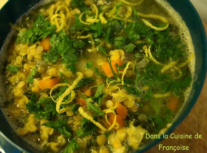 Soupe Lentilles Corail et Chou Kale
