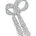 Platinum, gold and diamond bow brooch - Alain.R.Truong