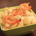 Gnocchi au gorgonzola et crevette au piment rouge