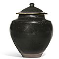 A black-glazed 'oil-spot' jar and cover, Song dynasty