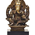 A silver-inlaid bronze figure of ganesha, india, himachal pradesh, 10th-11th century