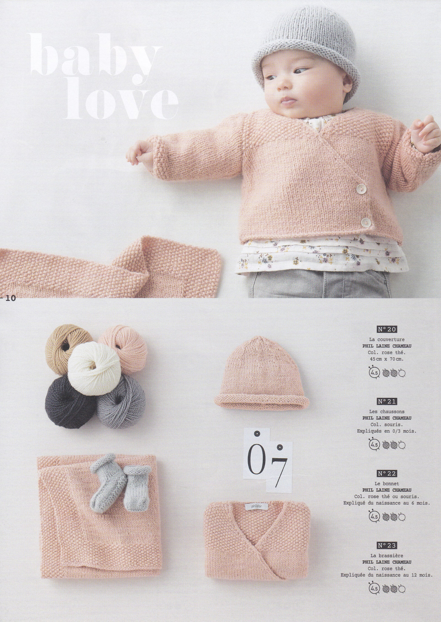 Couverture, bonnet, chaussons et brassière bébé, Laine Chameau - Perles  Roses