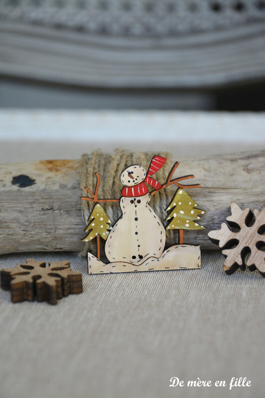 bonhomme de neige et sapins