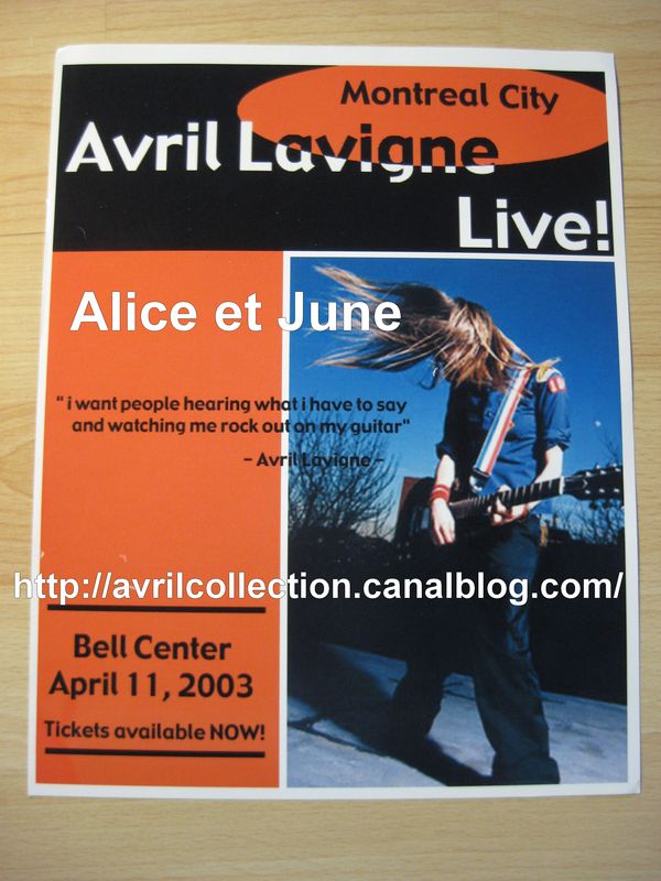 Fiche promotionnelle canadienne-concert (2003)