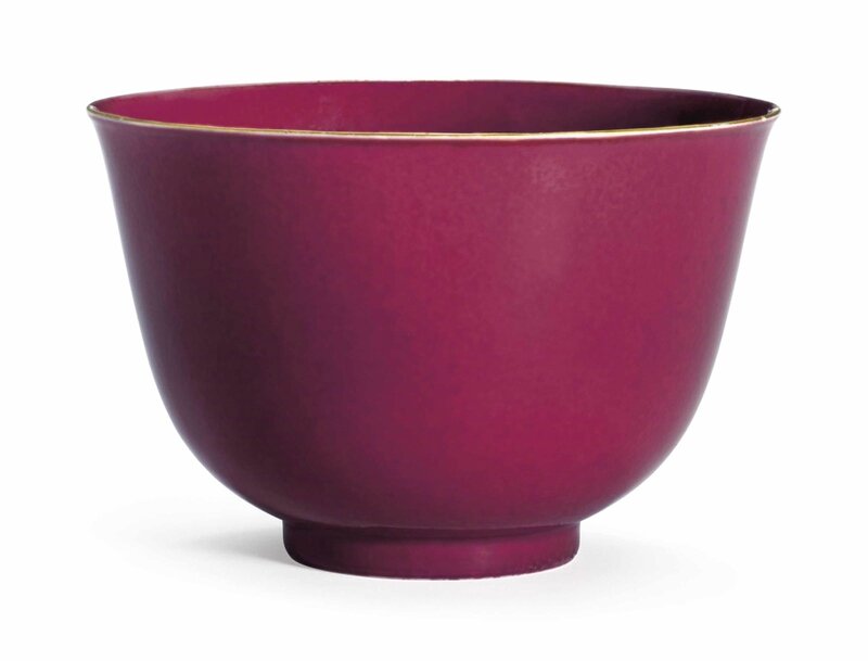 An unusual ruby-pink-enameled deep bowl, 18th century