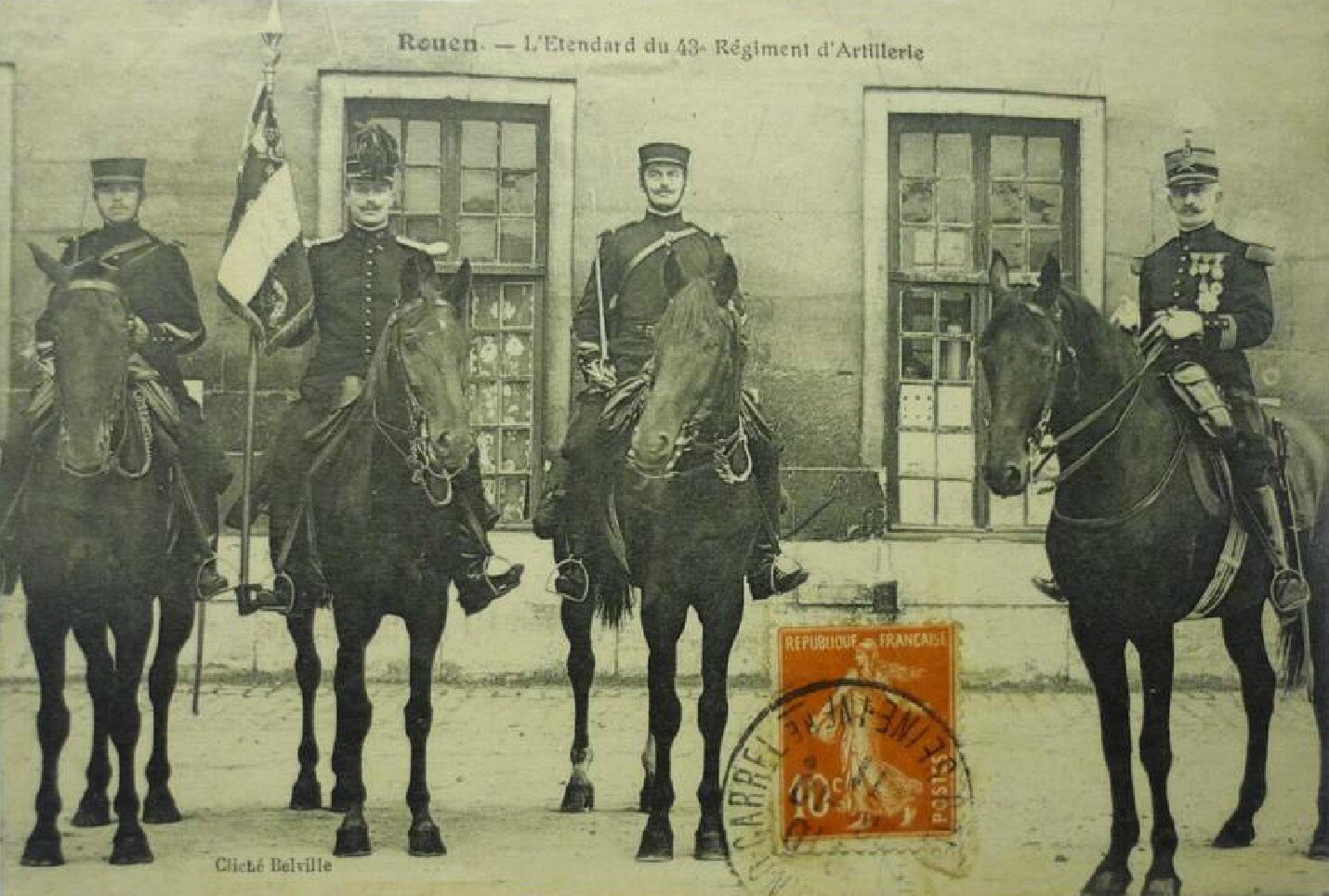 Rouen - L'étendard du 43e Régiment d'artillerie (carte postale coll. Verney-gandeguerre)