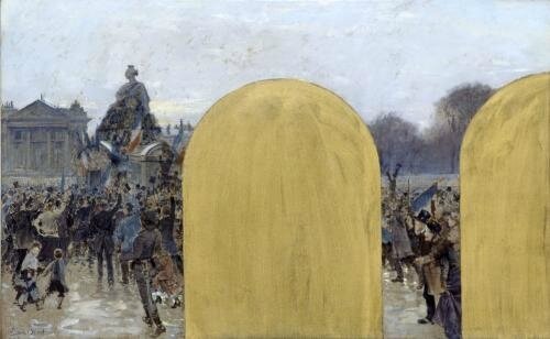 Binet, rassemblement devant la statue de Strasbourg (esquisse 1889)