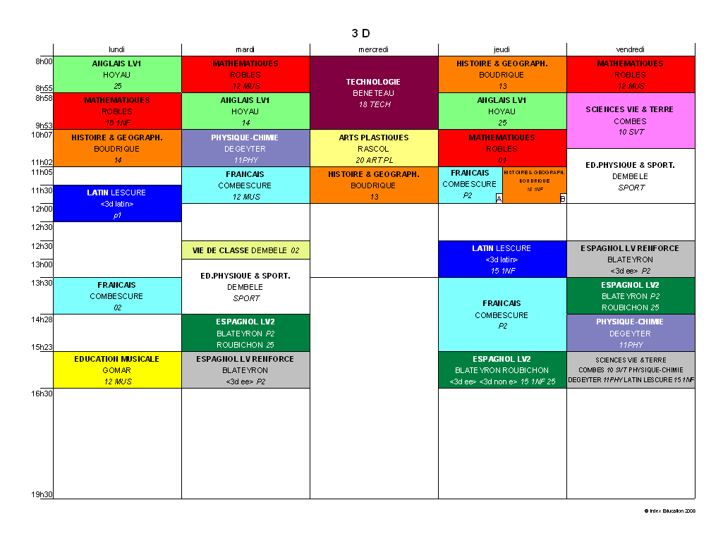 Emploi du temps université