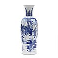 A fine blue and white sleeve vase, rolwagen, chongzhen 