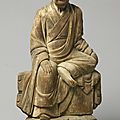A painted wood figure of a luohan, song-yuan dynasty