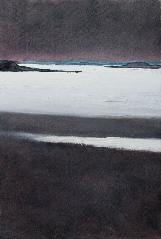 le golfe gris, aquarelle et pastel, avril 2018
