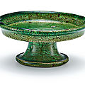 A small marbled green-glazed tazza, six dynasties (220-589)