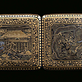 A cigarette case with 9 carats gold niello, japan, meiji period (1868-1912)