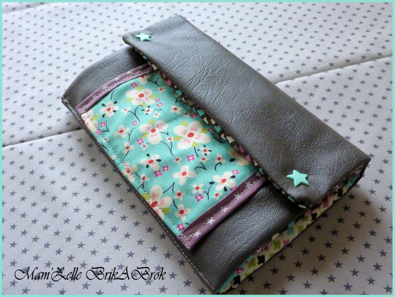 Portefeuille gris-turquoise - VENDU