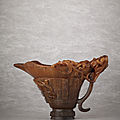 large archaistic rhinoceros horn libation cup, Late Ming-Early Qing dynasty, 17th-18th century