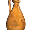 An amber-glazed pottery ewer, liao dynasty, late 10th-11th century