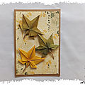 Carte origami et encres : les feuilles de platane à l'automne