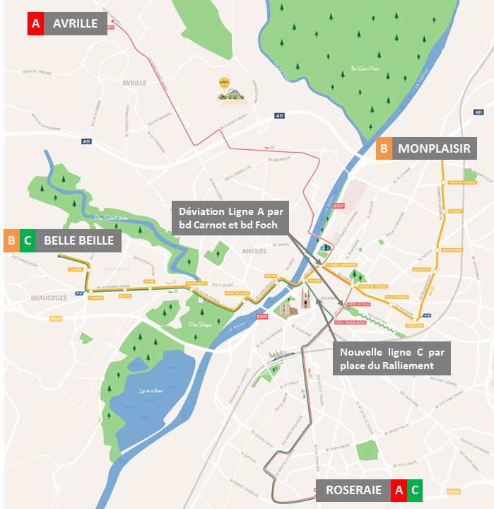 carte tram angers Angers : 2 nouvelles lignes de tramway   transporturbain   Le 