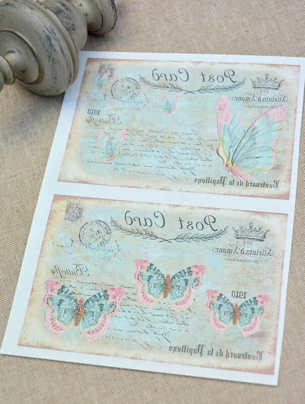 carte postale papillons pastels