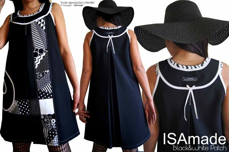 MOD-472B-robe noir & blanc graphique chic élégante trapèze made in France originale habillée printemps 2017 ISAmade