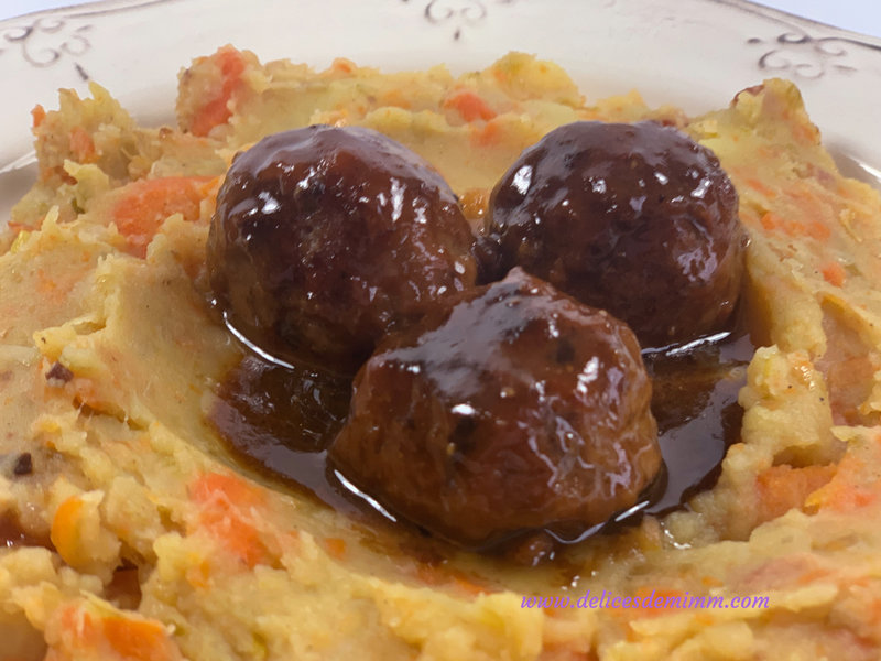 Stoemp poireau-carotte et boulettes de viande en sauce 5