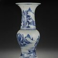 A blue and white yen yen vase, kangxi