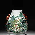 A fine and large famille rose 'hundred deer' vase, hu, late qing dynasty, qianlong seal mark