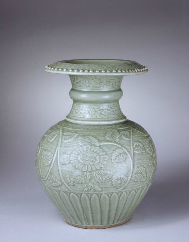 Japanese Vase with Incised Pomegranate Decoration