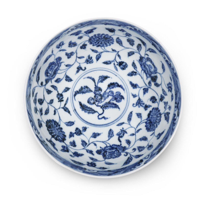 Property from the Cunliffe Collection. A very rare blue and white 'lotus' bowl, lianzi wan, Yongle period (1403-1425); 20.8cm (8 2/8in) diam. 
