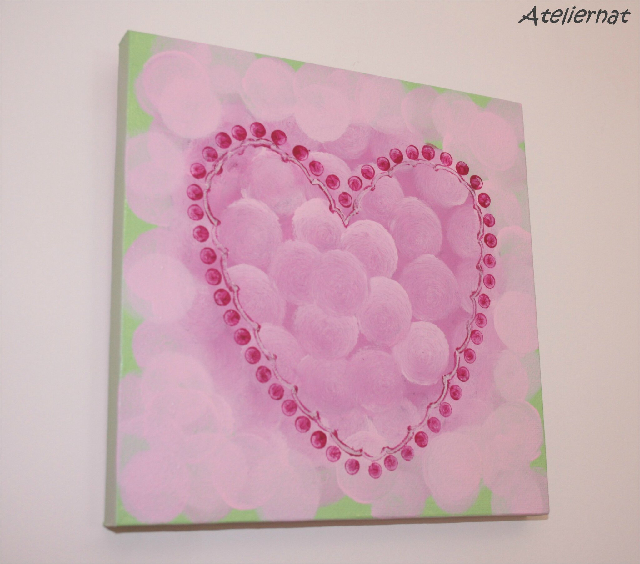 Tableau toile avec thème coeur et rose