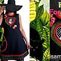 Robe noire Frida Fleurie folklo fantaisie made in France