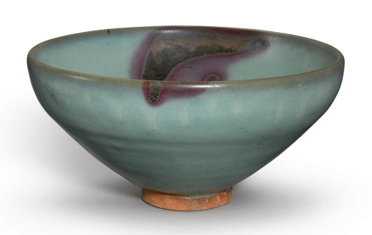 A purple-splashed 'Jun' conical bowl, Yuan-Ming dynasty (1279-1644)